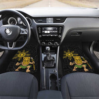 Hawaii and Philippines Together Car Mats Warrior Tiki Mask and Filipino Sun Polynesian Style LT03 Set 2pcs - Front Black - Polynesian Pride