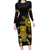 Hawaii and Philippines Together Long Sleeve Bodycon Dress Warrior Tiki Mask and Filipino Sun Polynesian Style