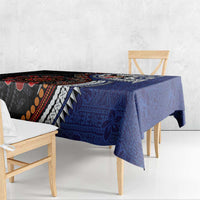 Fiji and Australia Together Tablecloth Kangaroo Aboriginal with Tribal Tapa Hibiscus Half Style LT03 - Polynesian Pride