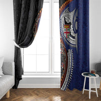Fiji and Australia Together Window Curtain Kangaroo Aboriginal with Tribal Tapa Hibiscus Half Style LT03 - Polynesian Pride