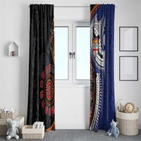 Fiji and Australia Together Window Curtain Kangaroo Aboriginal with Tribal Tapa Hibiscus Half Style LT03 - Polynesian Pride