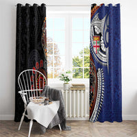 Fiji and Australia Together Window Curtain Kangaroo Aboriginal with Tribal Tapa Hibiscus Half Style LT03 - Polynesian Pride