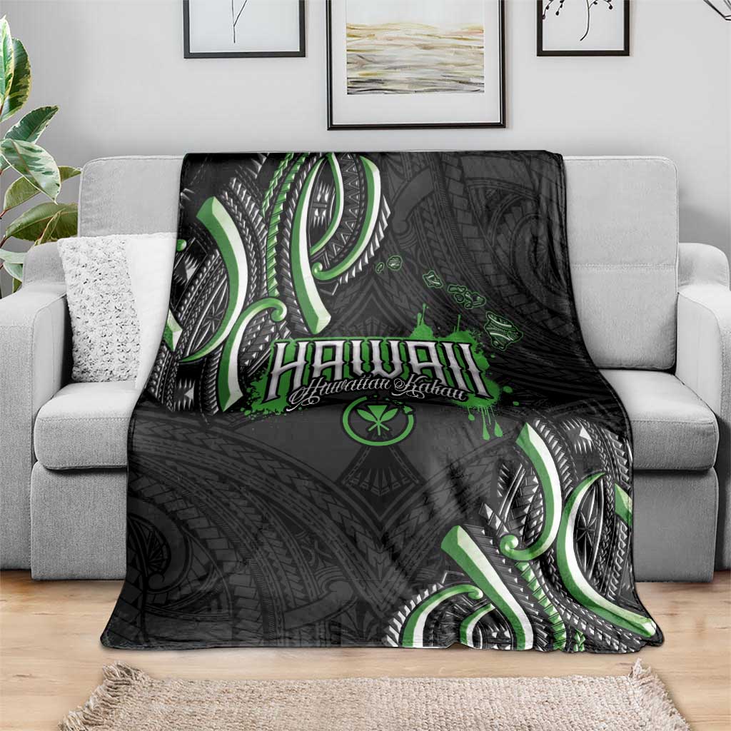 Traditional Art Hawaiian Kakau Tattoos Blanket Green Color LT03 - Polynesian Pride