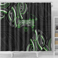 Traditional Art Hawaiian Kakau Tattoos Shower Curtain Green Color LT03 - Polynesian Pride