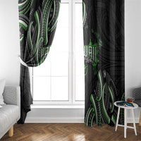 Traditional Art Hawaiian Kakau Tattoos Window Curtain Green Color LT03 - Polynesian Pride