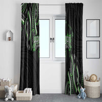 Traditional Art Hawaiian Kakau Tattoos Window Curtain Green Color LT03 - Polynesian Pride