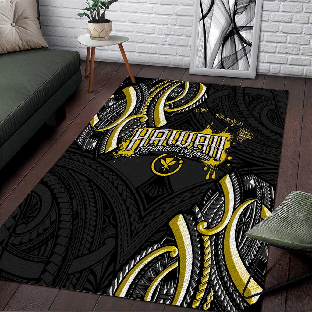 Traditional Art Hawaiian Kakau Tattoos Area Rug Yellow Color LT03 Yellow - Polynesian Pride