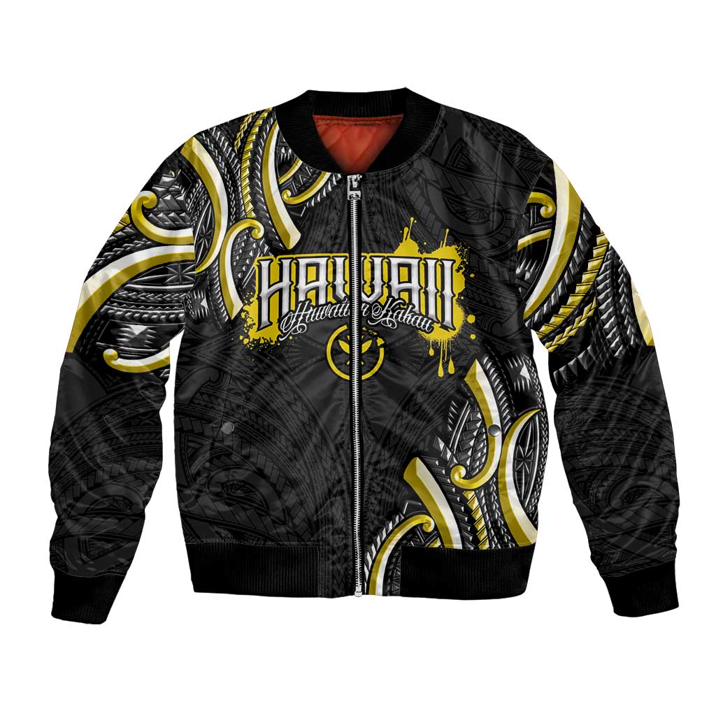 Traditional Art Hawaiian Kakau Tattoos Bomber Jacket Yellow Color LT03 Unisex Yellow - Polynesian Pride