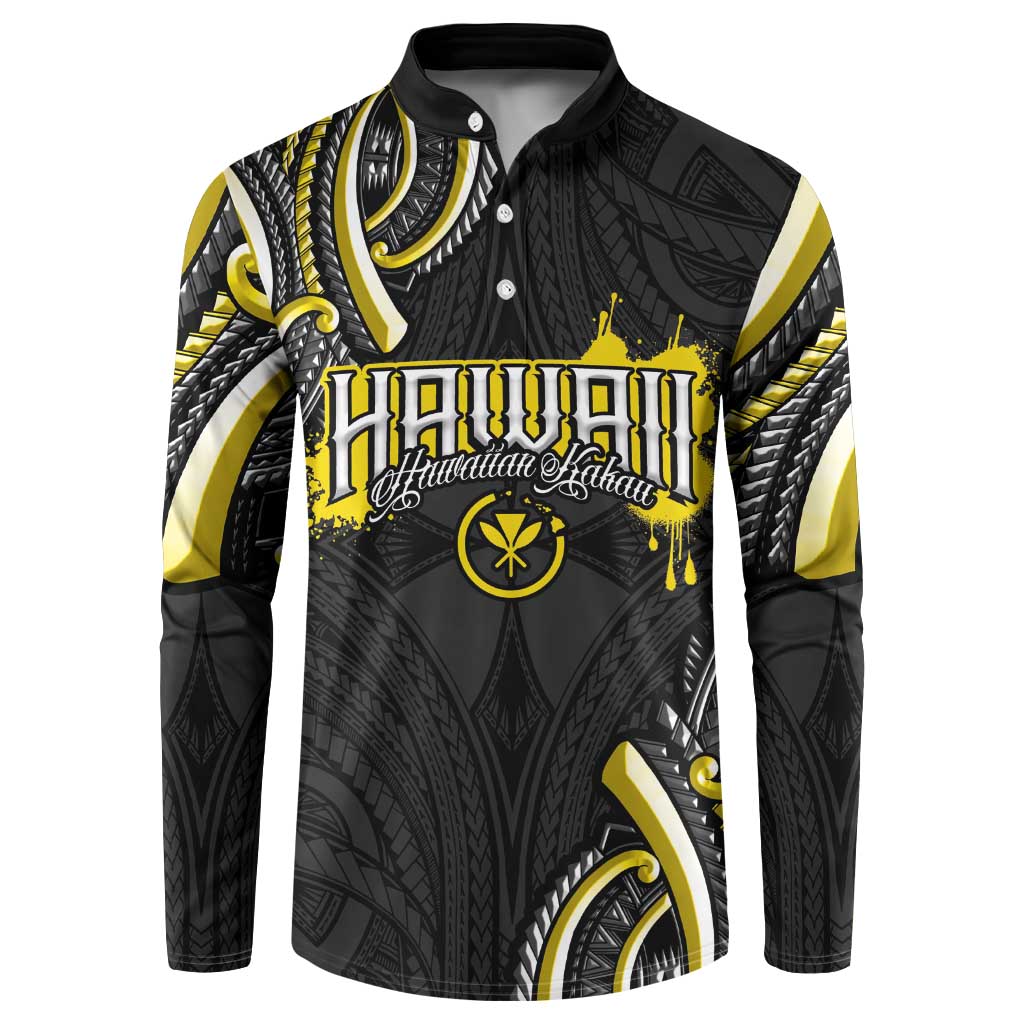 Traditional Art Hawaiian Kakau Tattoos Button Sweatshirt Yellow Color LT03 Yellow - Polynesian Pride
