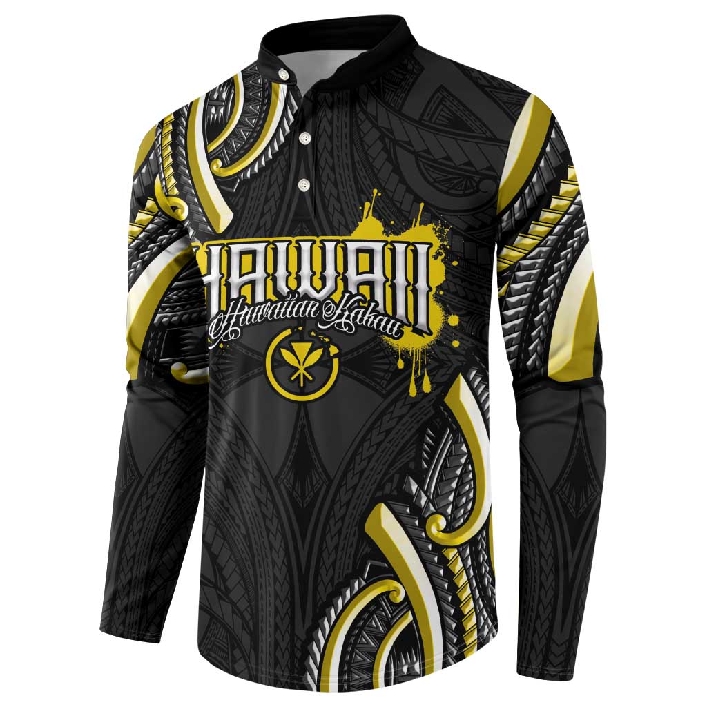 Traditional Art Hawaiian Kakau Tattoos Button Sweatshirt Yellow Color LT03 - Polynesian Pride