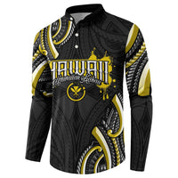 Traditional Art Hawaiian Kakau Tattoos Button Sweatshirt Yellow Color LT03 - Polynesian Pride