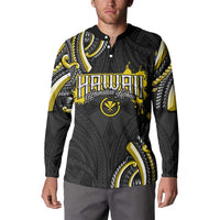 Traditional Art Hawaiian Kakau Tattoos Button Sweatshirt Yellow Color LT03 - Polynesian Pride