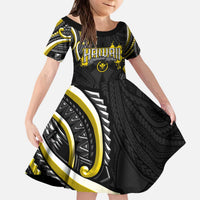 Traditional Art Hawaiian Kakau Tattoos Kid Short Sleeve Dress Yellow Color LT03 KID Yellow - Polynesian Pride