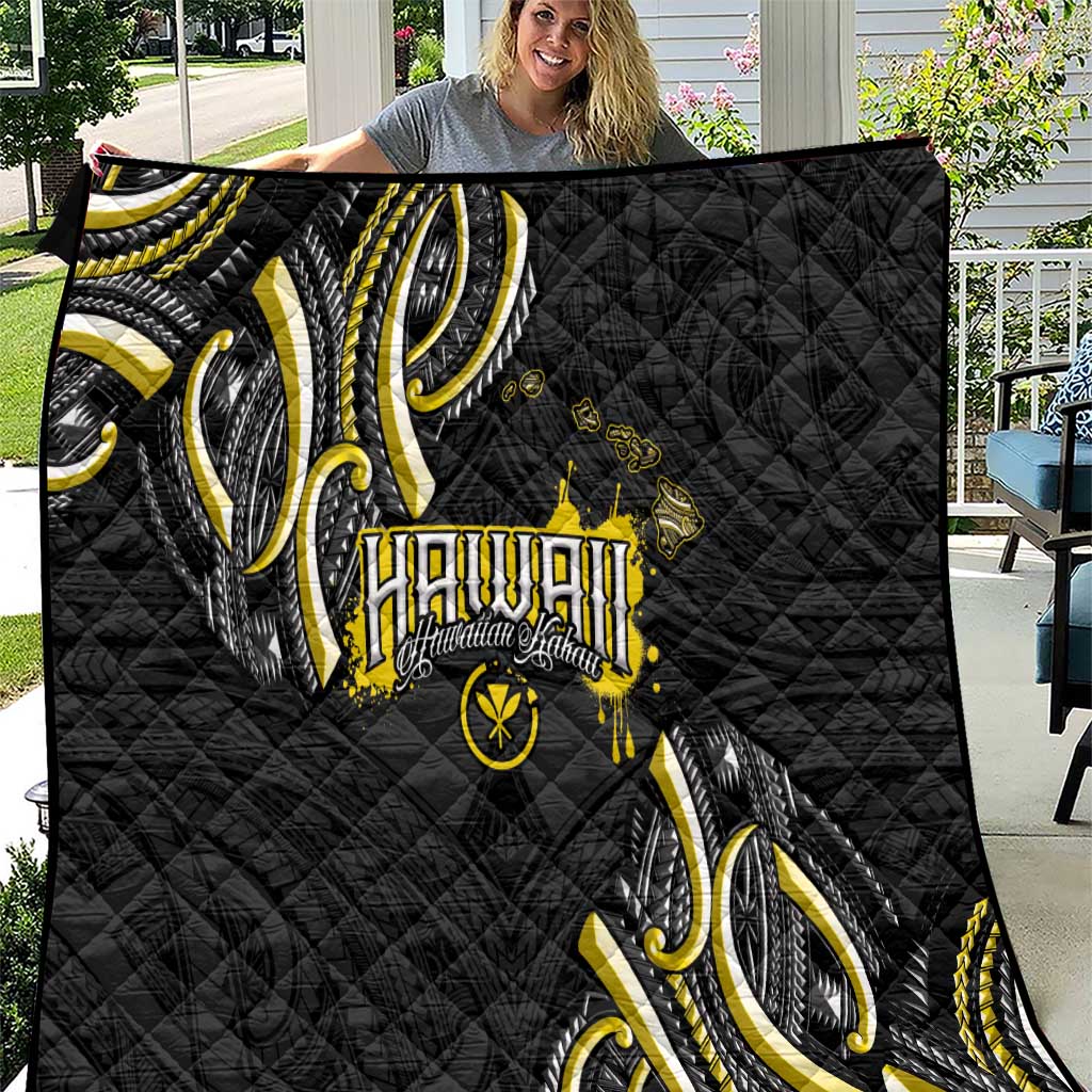 Traditional Art Hawaiian Kakau Tattoos Quilt Yellow Color LT03 Yellow - Polynesian Pride