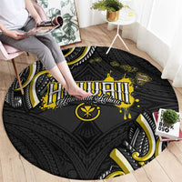 Traditional Art Hawaiian Kakau Tattoos Round Carpet Yellow Color LT03 - Polynesian Pride