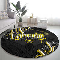 Traditional Art Hawaiian Kakau Tattoos Round Carpet Yellow Color LT03 - Polynesian Pride