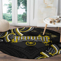Traditional Art Hawaiian Kakau Tattoos Round Carpet Yellow Color LT03 - Polynesian Pride