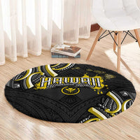 Traditional Art Hawaiian Kakau Tattoos Round Carpet Yellow Color LT03 - Polynesian Pride