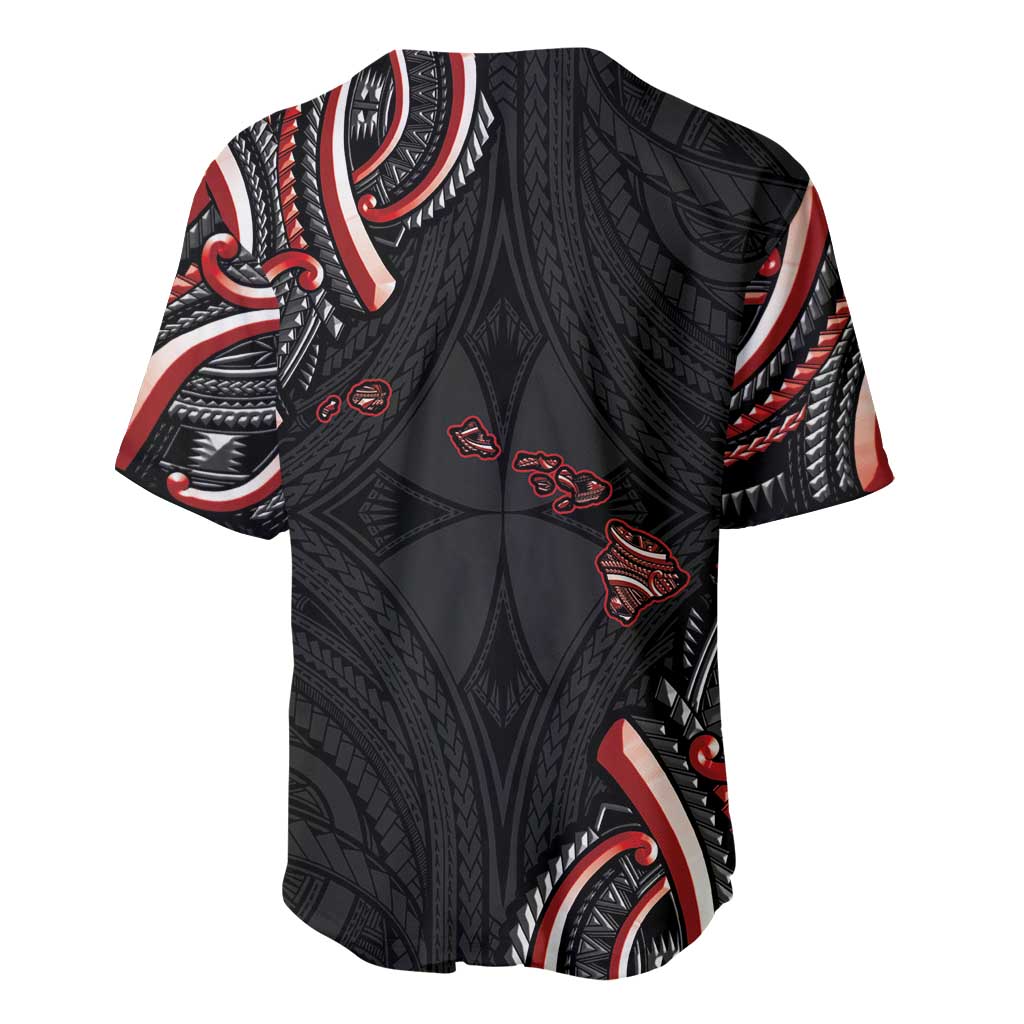 Traditional Art Hawaiian Kakau Tattoos Baseball Jersey Red Color LT03 - Polynesian Pride