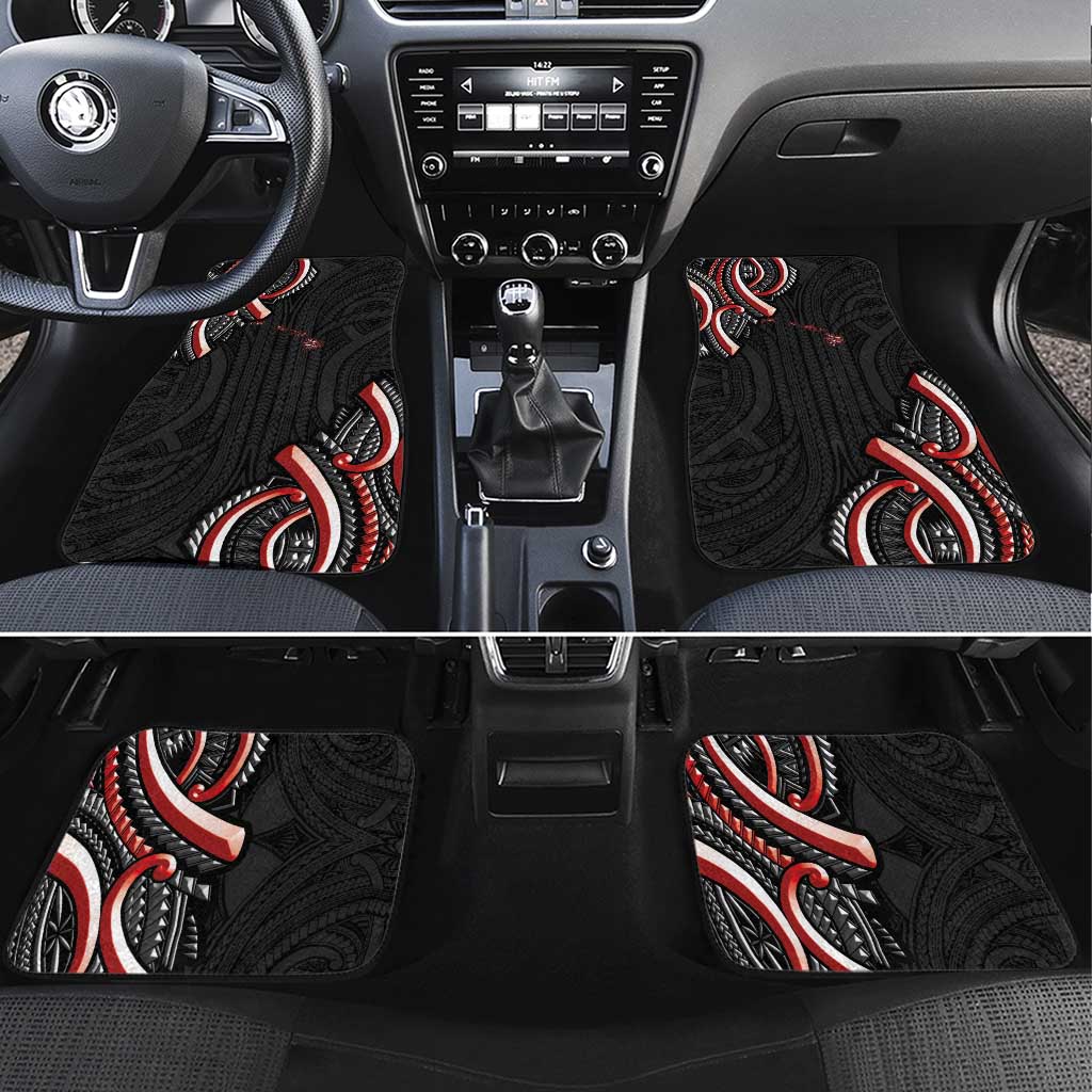 Traditional Art Hawaiian Kakau Tattoos Car Mats Red Color LT03 Set 4pcs Red - Polynesian Pride