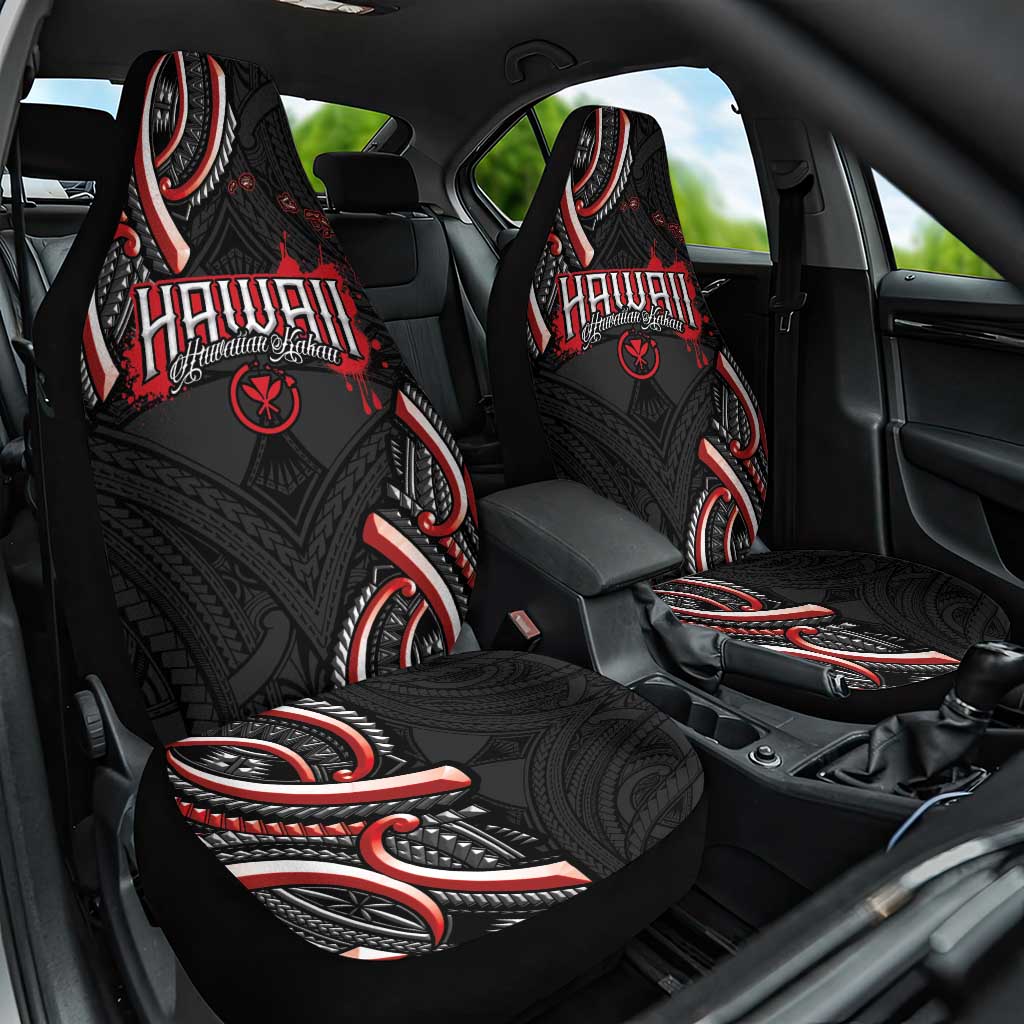 Traditional Art Hawaiian Kakau Tattoos Car Seat Cover Red Color LT03 One Size Red - Polynesian Pride