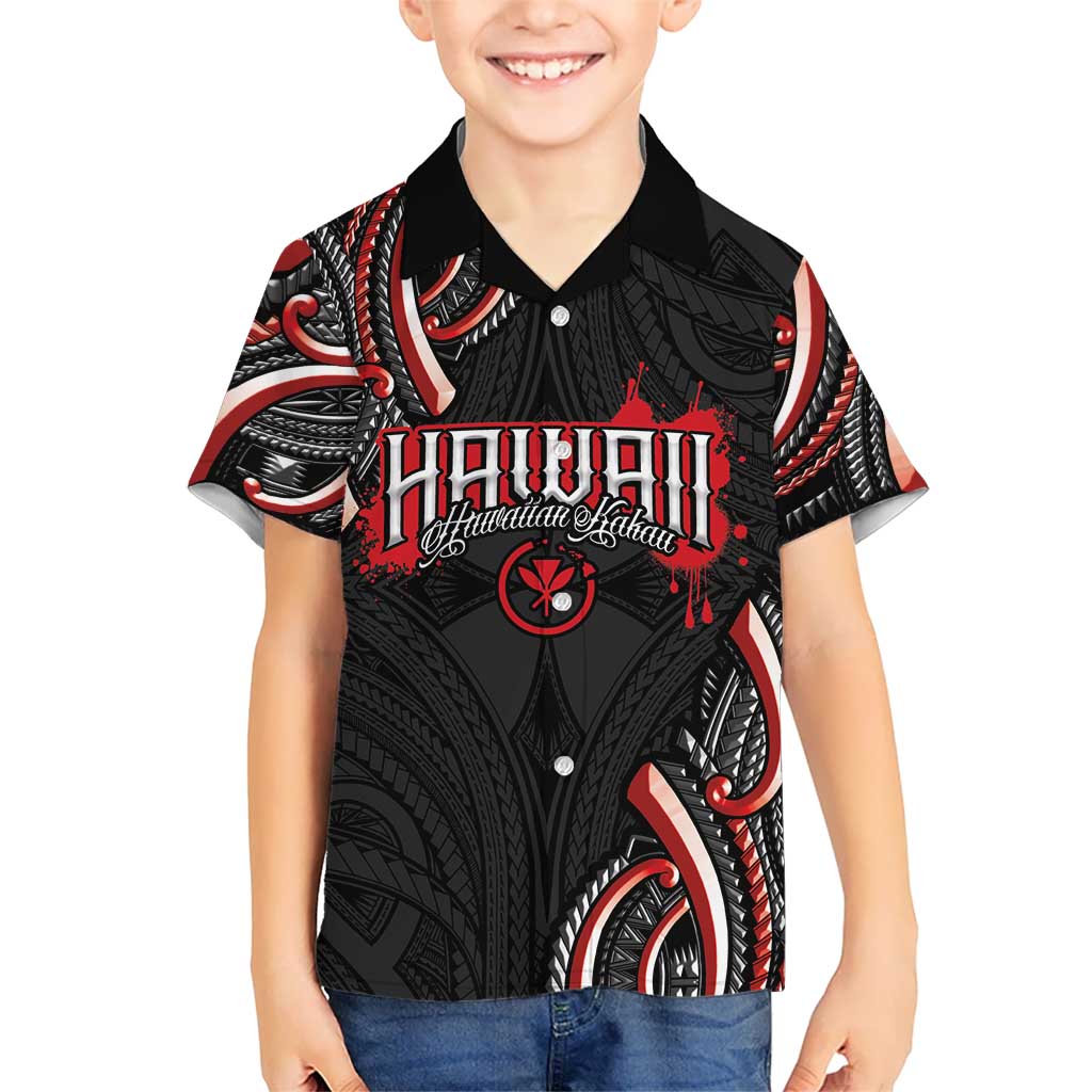 Traditional Art Hawaiian Kakau Tattoos Kid Hawaiian Shirt Red Color LT03 Kid Red - Polynesian Pride