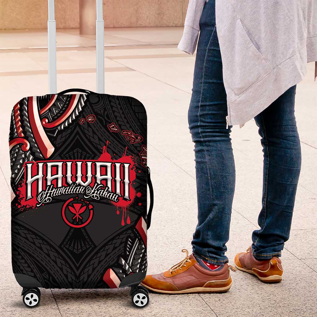 Traditional Art Hawaiian Kakau Tattoos Luggage Cover Red Color LT03 Red - Polynesian Pride