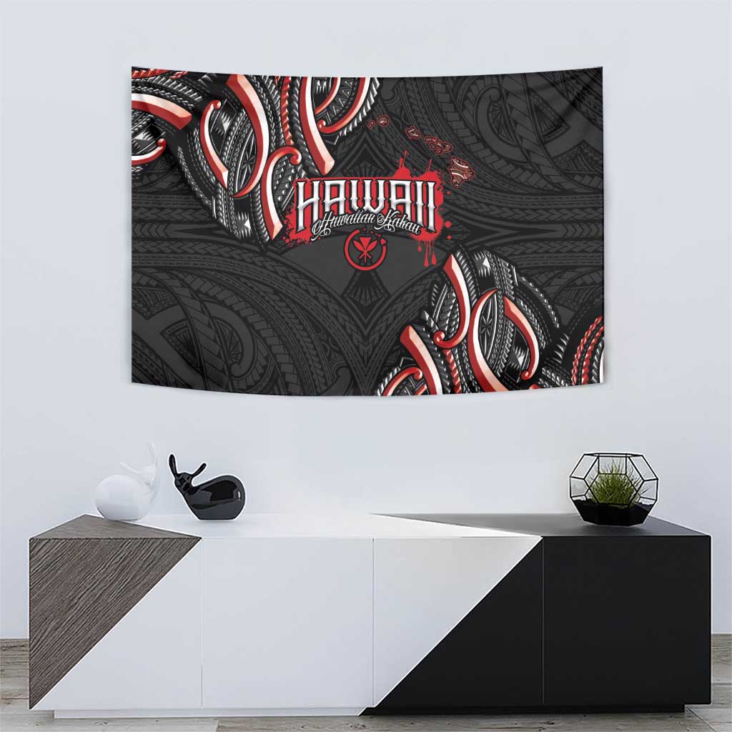 Traditional Art Hawaiian Kakau Tattoos Tapestry Red Color LT03 - Polynesian Pride