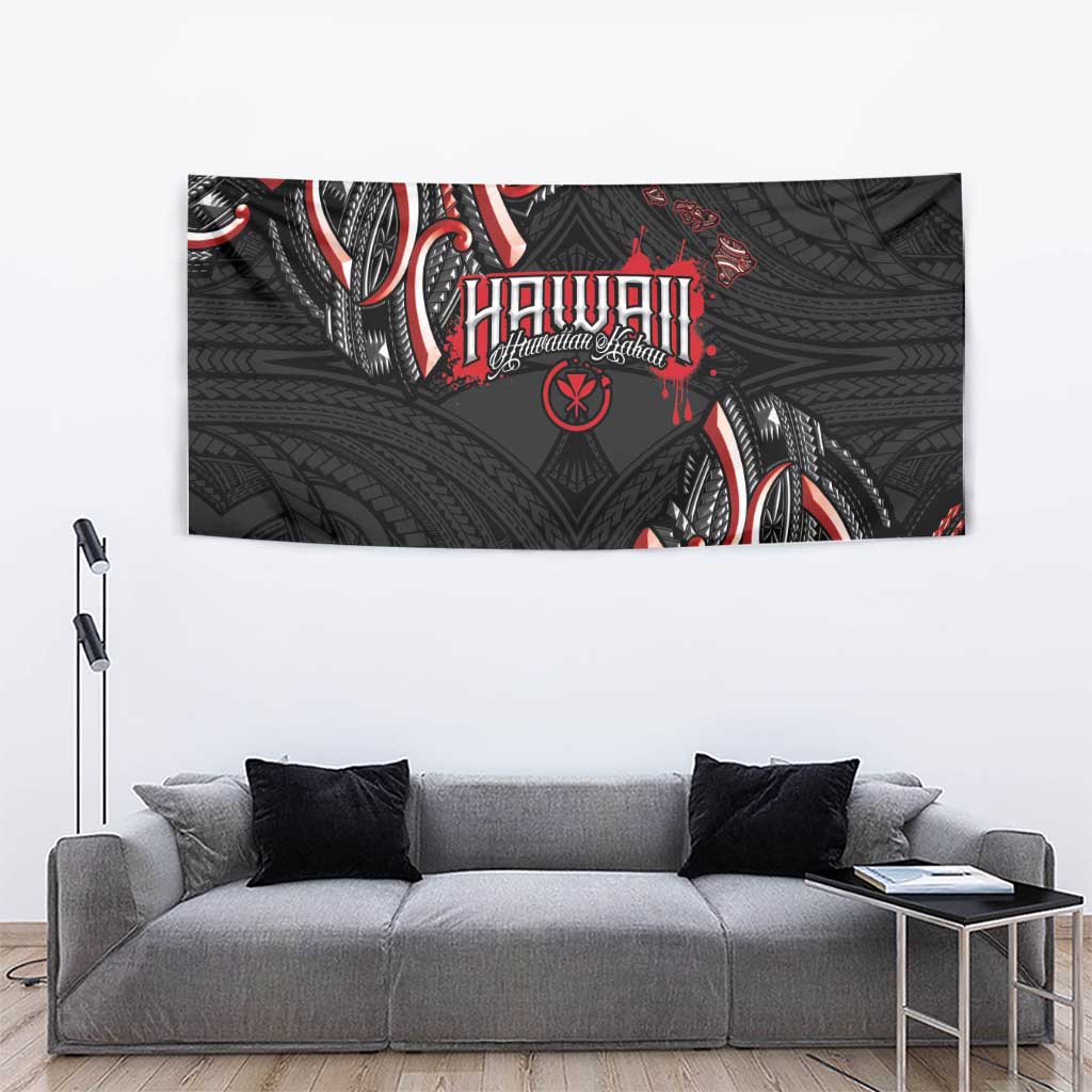 Traditional Art Hawaiian Kakau Tattoos Tapestry Red Color LT03 - Polynesian Pride