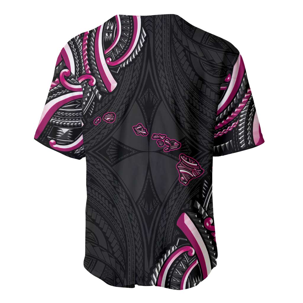 Traditional Art Hawaiian Kakau Tattoos Baseball Jersey Pink Color LT03 - Polynesian Pride