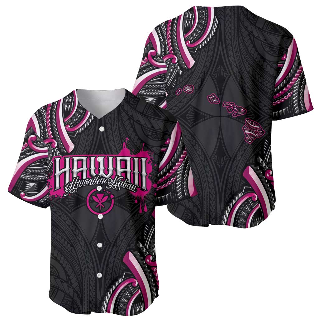 Traditional Art Hawaiian Kakau Tattoos Baseball Jersey Pink Color LT03 - Polynesian Pride