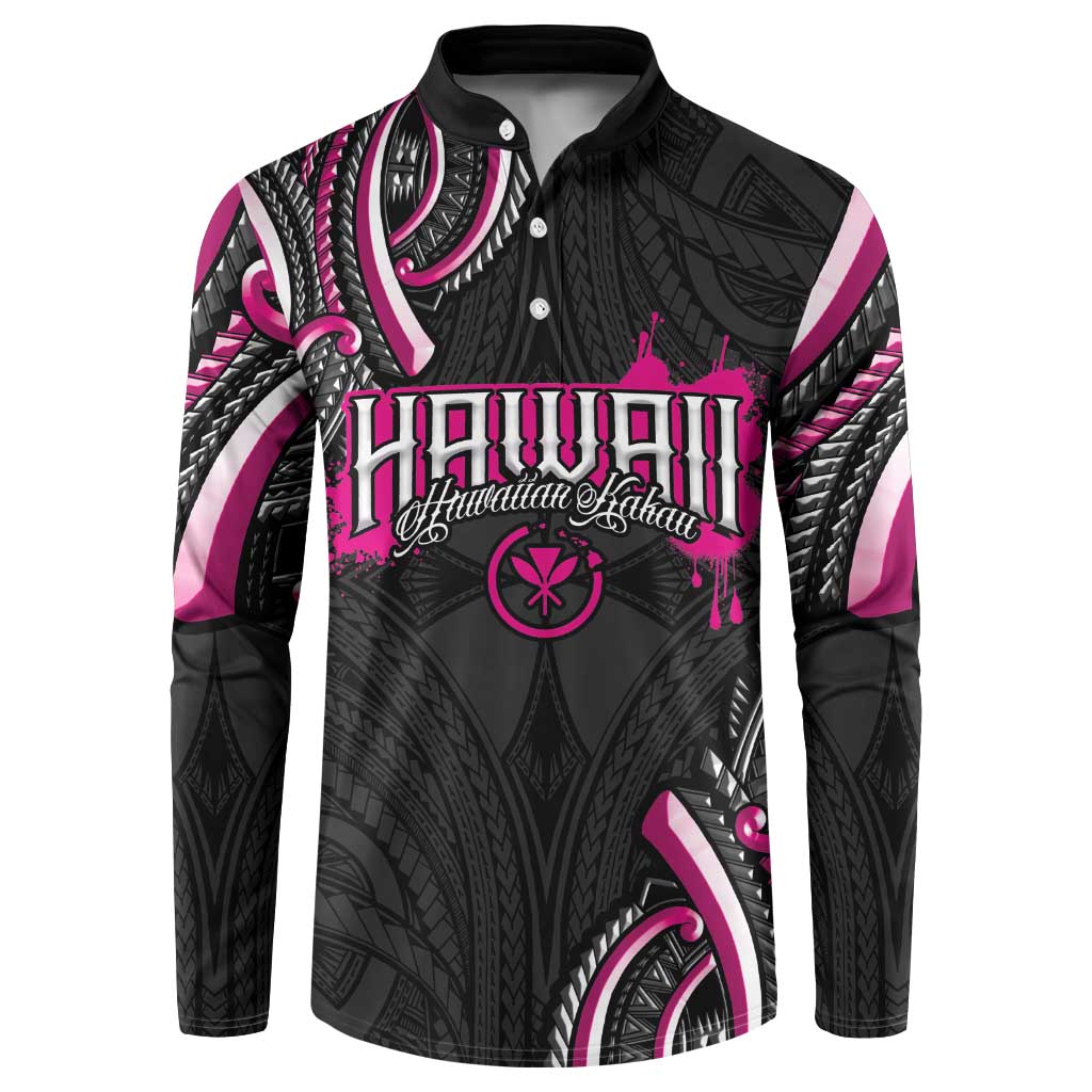 Traditional Art Hawaiian Kakau Tattoos Button Sweatshirt Pink Color LT03 Pink - Polynesian Pride