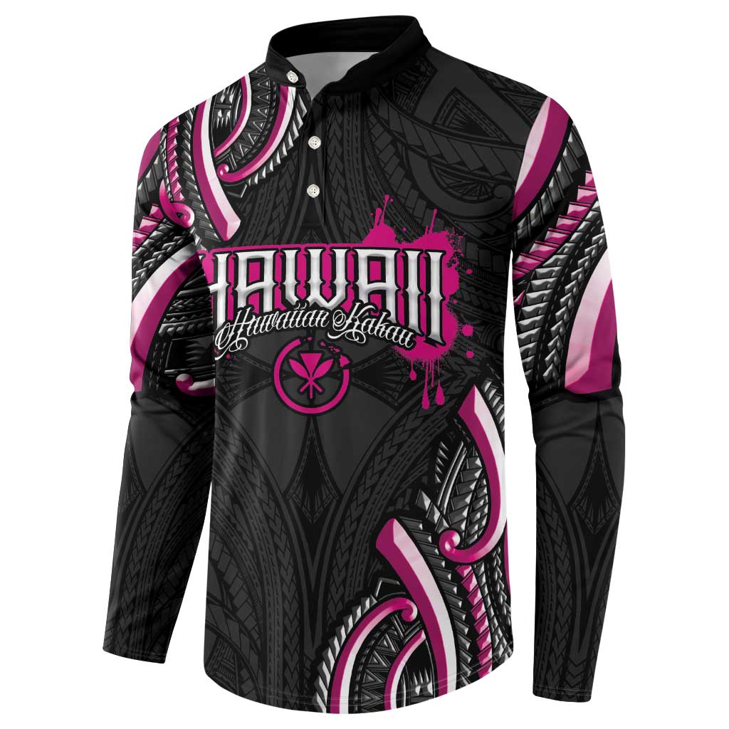 Traditional Art Hawaiian Kakau Tattoos Button Sweatshirt Pink Color LT03 - Polynesian Pride