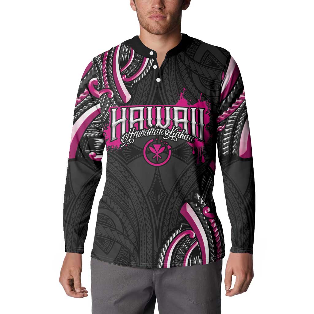 Traditional Art Hawaiian Kakau Tattoos Button Sweatshirt Pink Color LT03 - Polynesian Pride