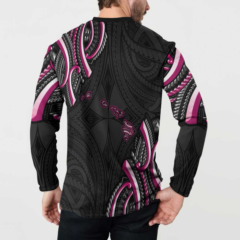 Traditional Art Hawaiian Kakau Tattoos Button Sweatshirt Pink Color LT03 - Polynesian Pride