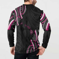 Traditional Art Hawaiian Kakau Tattoos Button Sweatshirt Pink Color LT03 - Polynesian Pride