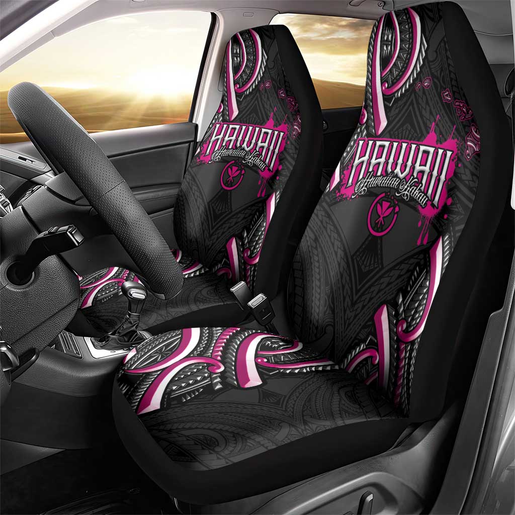Traditional Art Hawaiian Kakau Tattoos Car Seat Cover Pink Color LT03 - Polynesian Pride