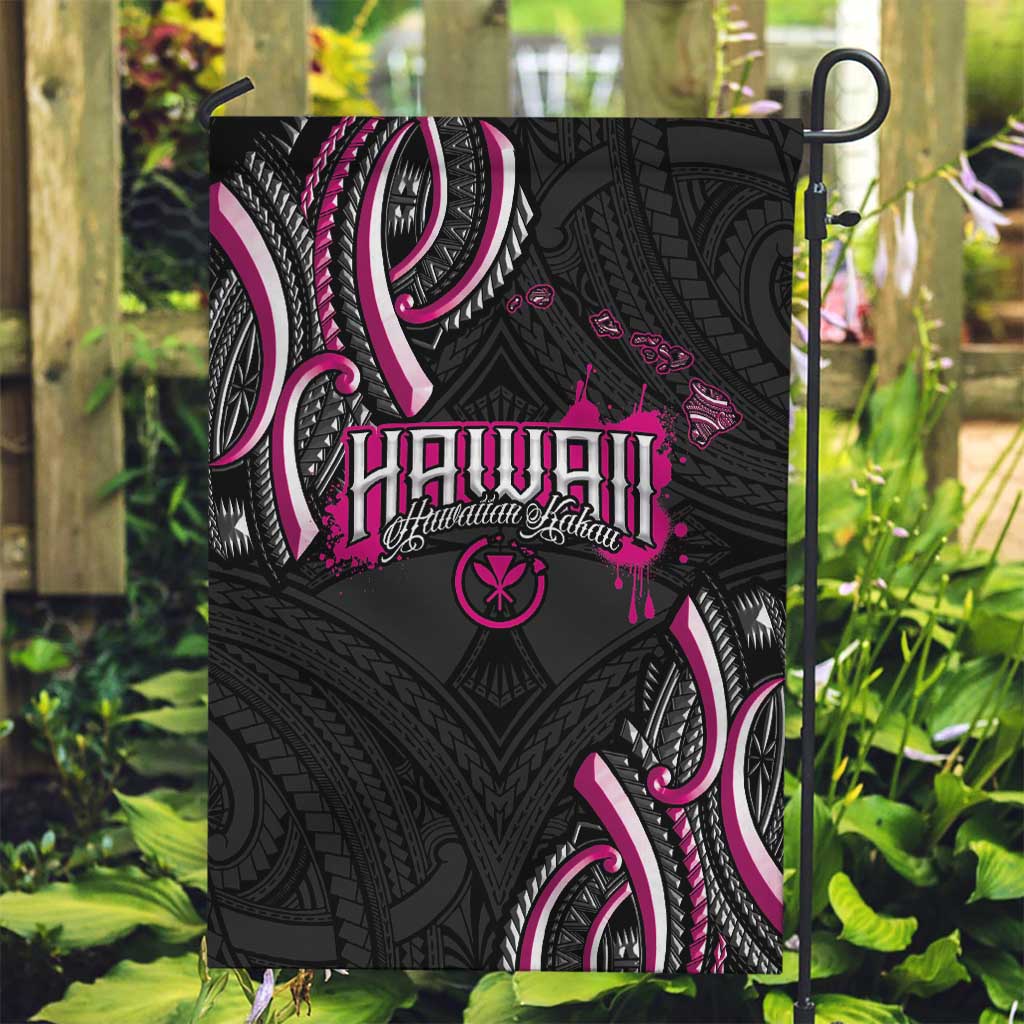 Traditional Art Hawaiian Kakau Tattoos Garden Flag Pink Color LT03 Garden Flag Pink - Polynesian Pride