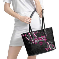 Traditional Art Hawaiian Kakau Tattoos Leather Tote Bag Pink Color LT03 - Polynesian Pride