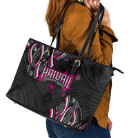 Traditional Art Hawaiian Kakau Tattoos Leather Tote Bag Pink Color LT03 - Polynesian Pride
