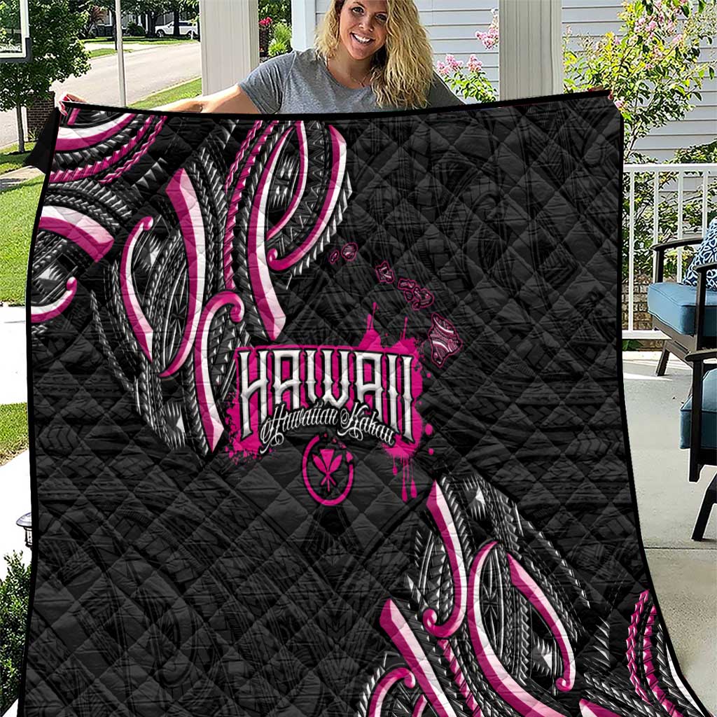 Traditional Art Hawaiian Kakau Tattoos Quilt Pink Color LT03 Pink - Polynesian Pride
