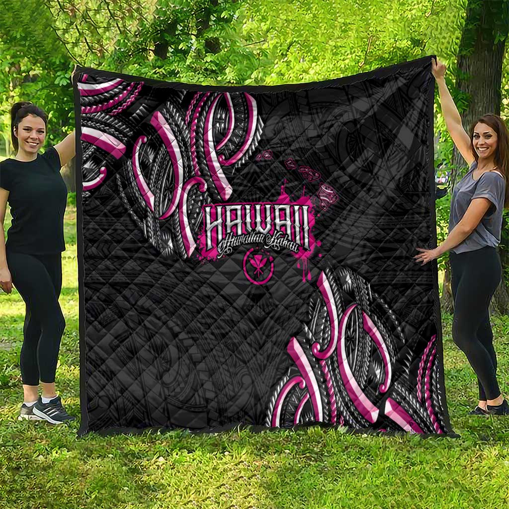 Traditional Art Hawaiian Kakau Tattoos Quilt Pink Color LT03 - Polynesian Pride