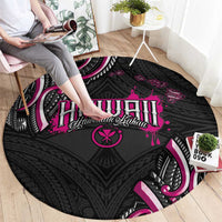 Traditional Art Hawaiian Kakau Tattoos Round Carpet Pink Color LT03 - Polynesian Pride