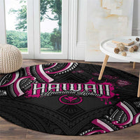 Traditional Art Hawaiian Kakau Tattoos Round Carpet Pink Color LT03 - Polynesian Pride