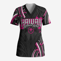 Traditional Art Hawaiian Kakau Tattoos Scrub Top Pink Color LT03 Adult Pink - Polynesian Pride