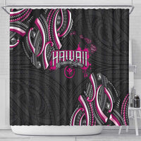 Traditional Art Hawaiian Kakau Tattoos Shower Curtain Pink Color LT03 - Polynesian Pride