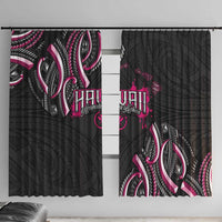 Traditional Art Hawaiian Kakau Tattoos Window Curtain Pink Color LT03 With Hooks Pink - Polynesian Pride