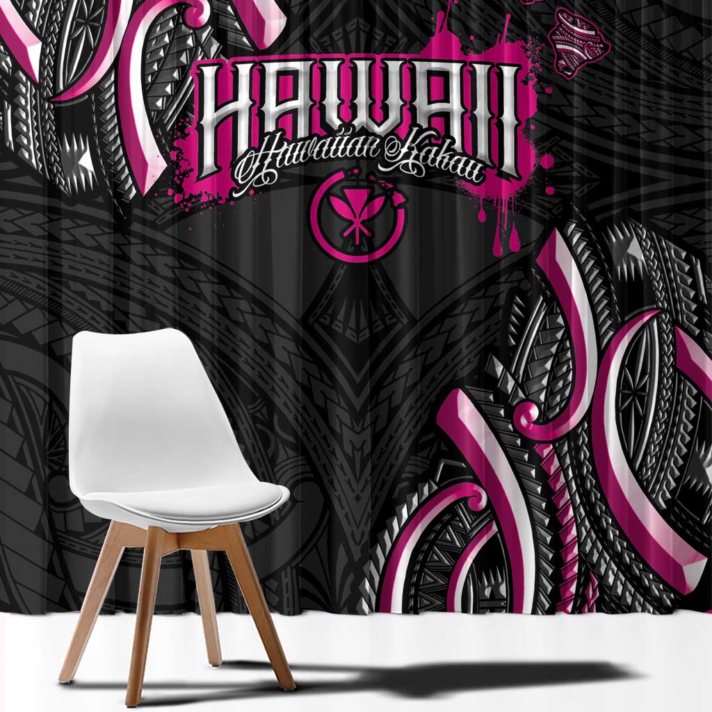 Traditional Art Hawaiian Kakau Tattoos Window Curtain Pink Color LT03 - Polynesian Pride