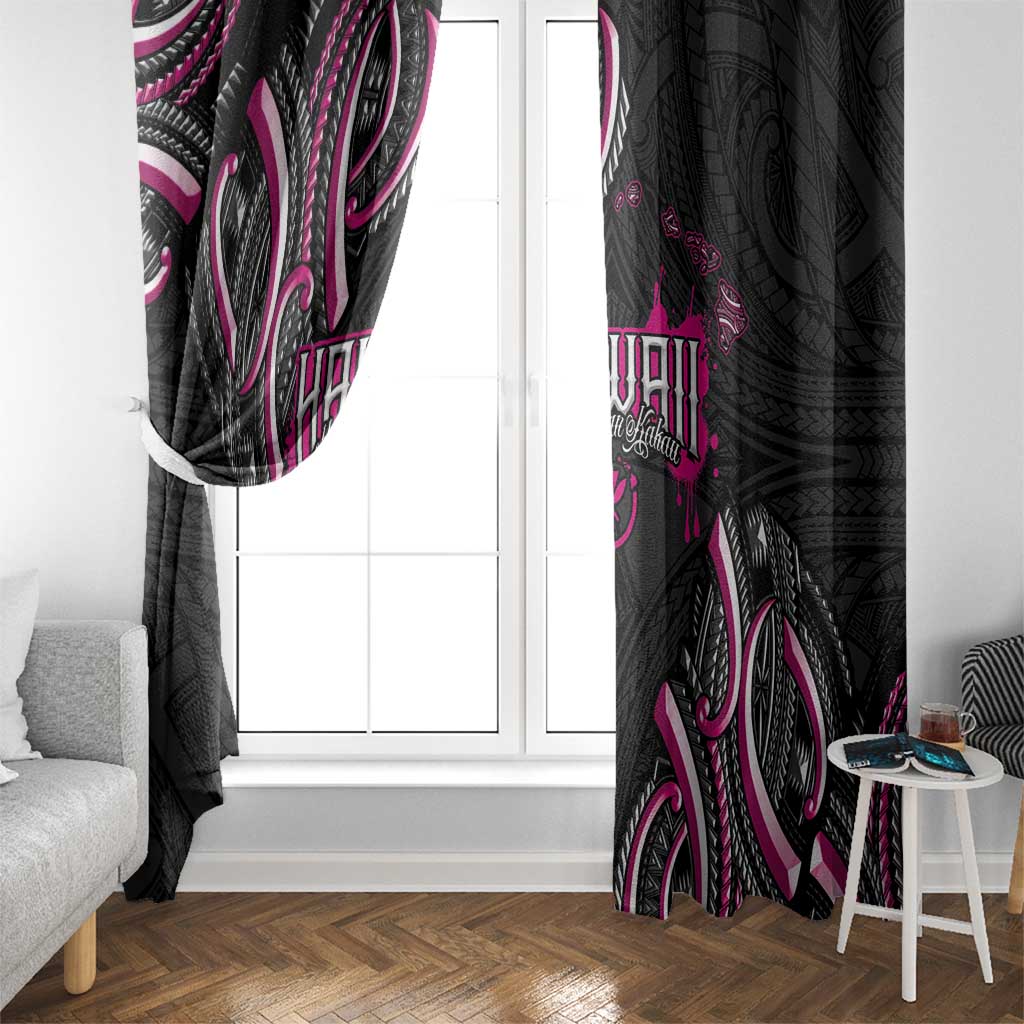 Traditional Art Hawaiian Kakau Tattoos Window Curtain Pink Color LT03 - Polynesian Pride