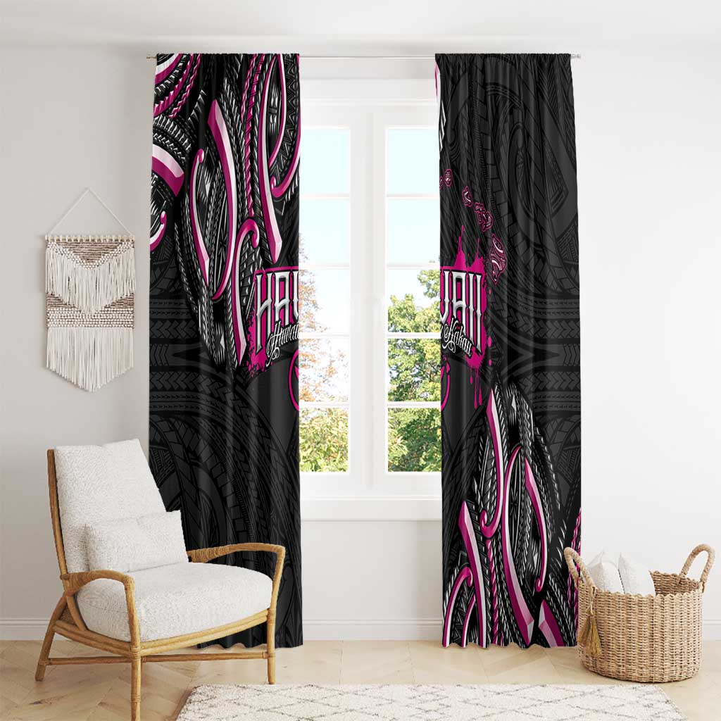 Traditional Art Hawaiian Kakau Tattoos Window Curtain Pink Color LT03 - Polynesian Pride